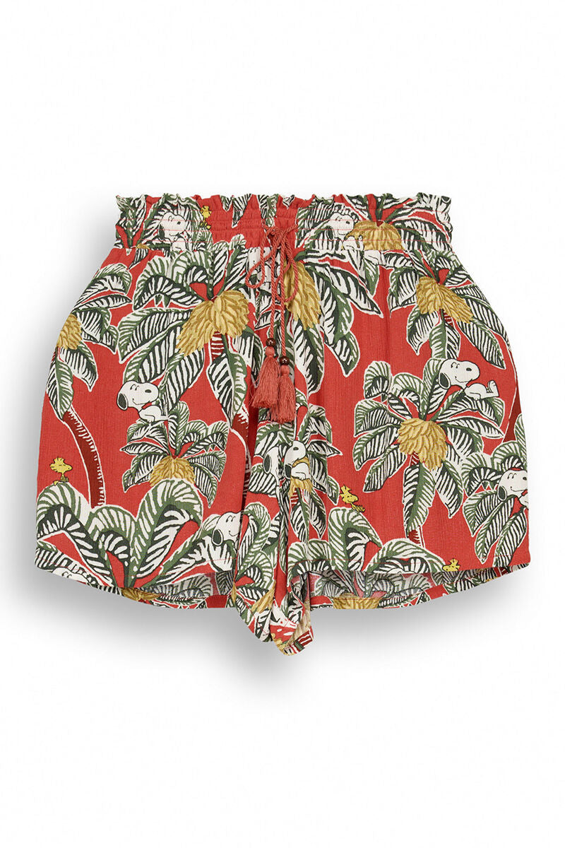 Tropical print viscose Snoopy shorts - Multicolor