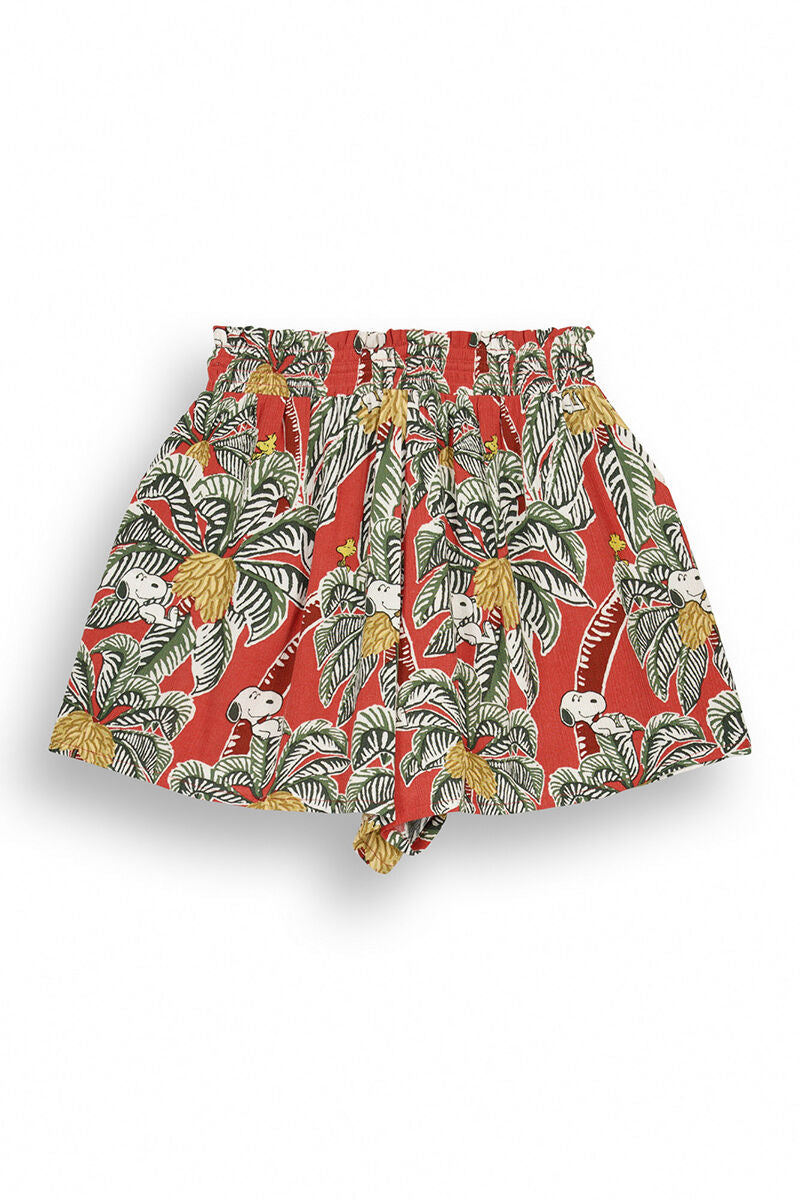 Tropical print viscose Snoopy shorts - Multicolor
