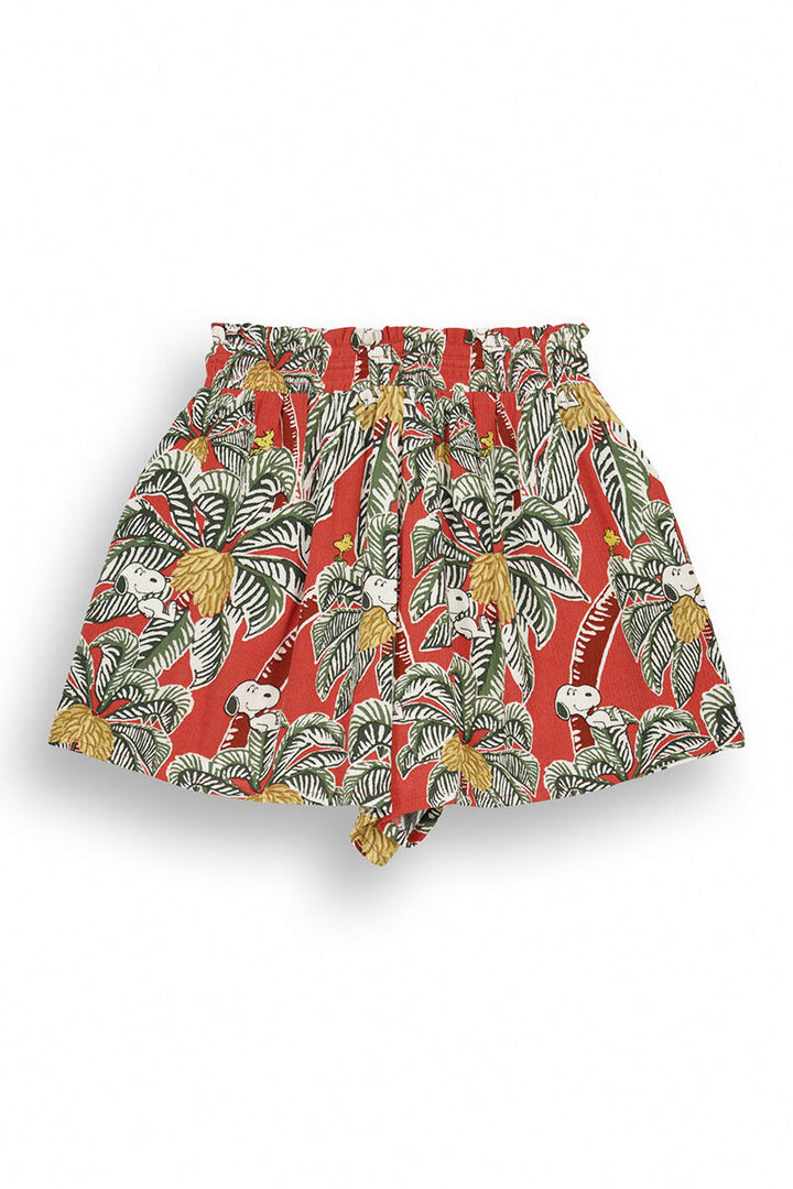 Tropical print viscose Snoopy shorts - Multicolor