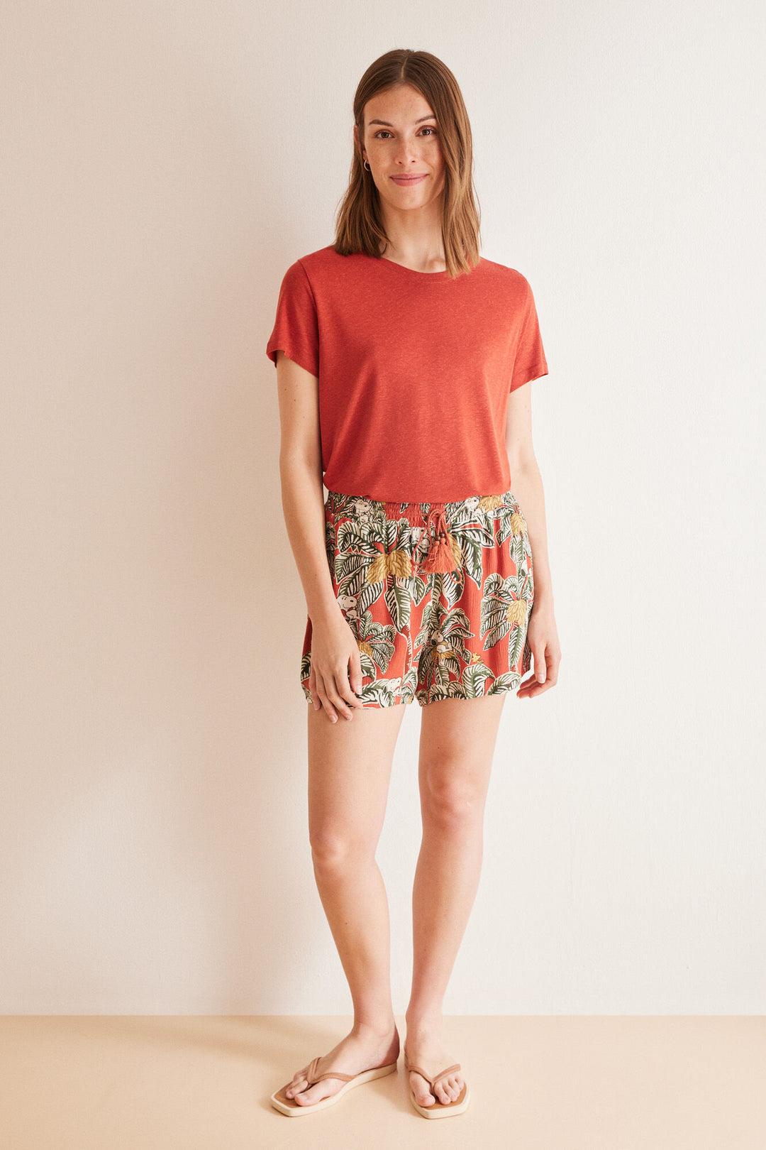 Tropical print viscose Snoopy shorts - Multicolor