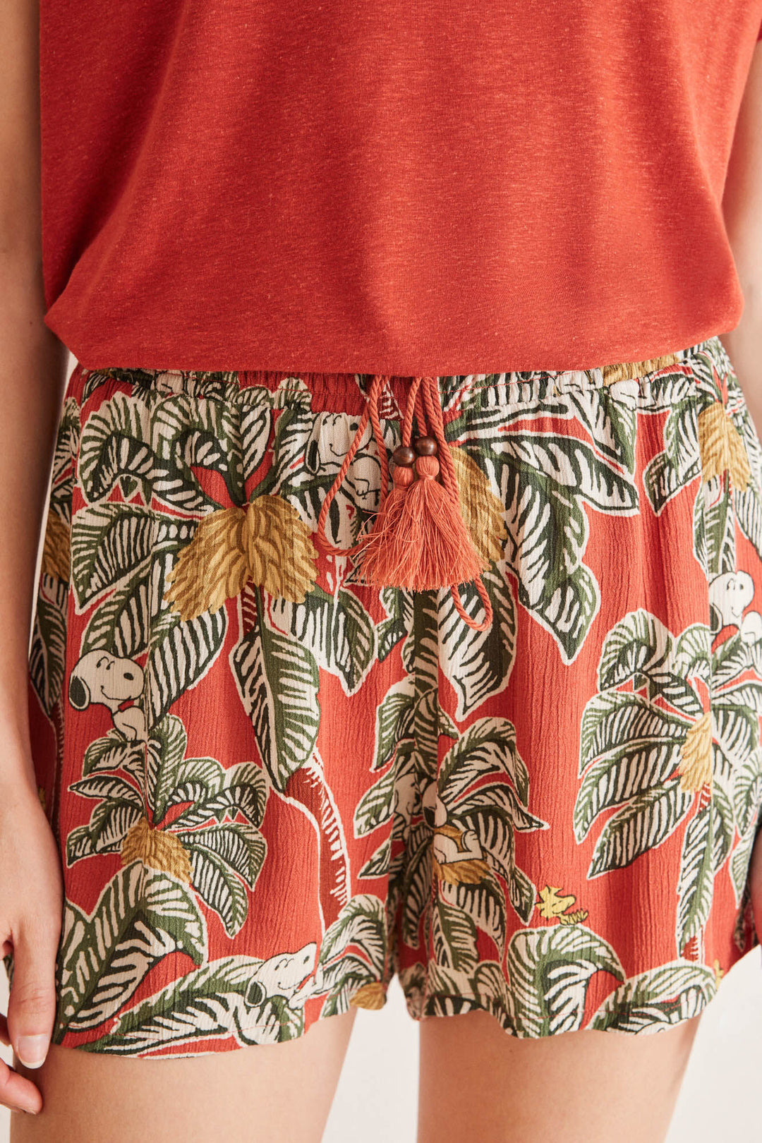 Tropical print viscose Snoopy shorts - Multicolor