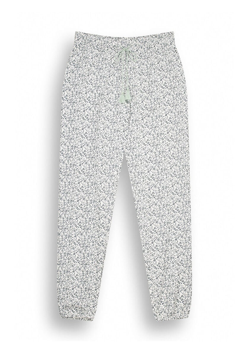100% Cotton floral print skinny pants - Green
