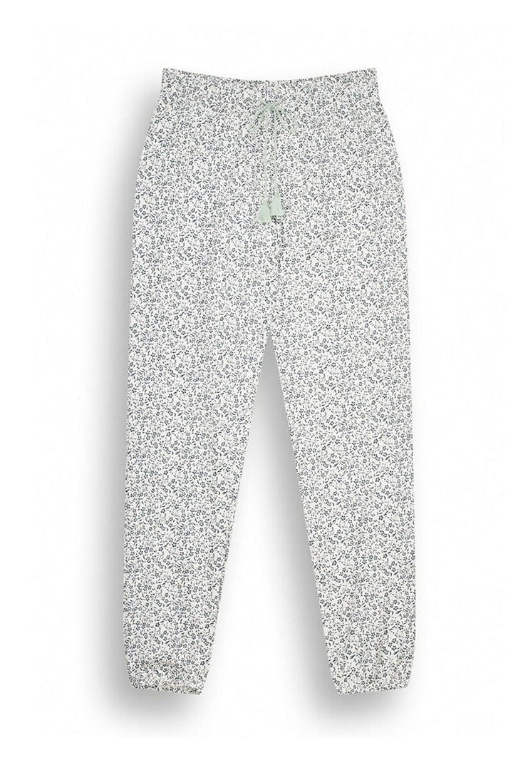 100% Cotton floral print skinny pants - Green