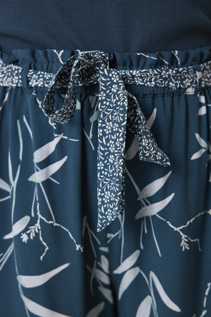 Leaf print viscose lounge pants - Green