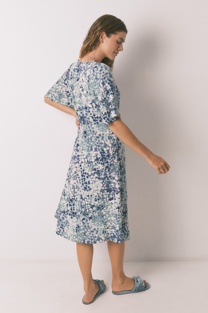 SHORT SLEEVES LONG DRESS - Green