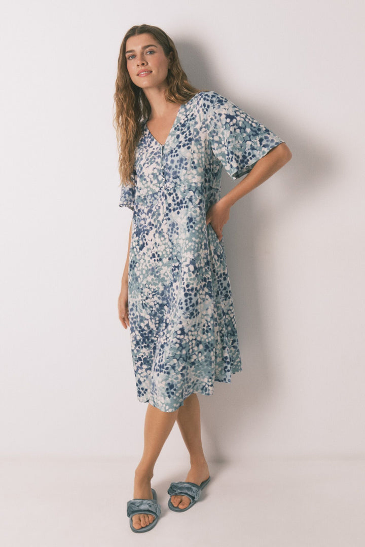 SHORT SLEEVES LONG DRESS - Green
