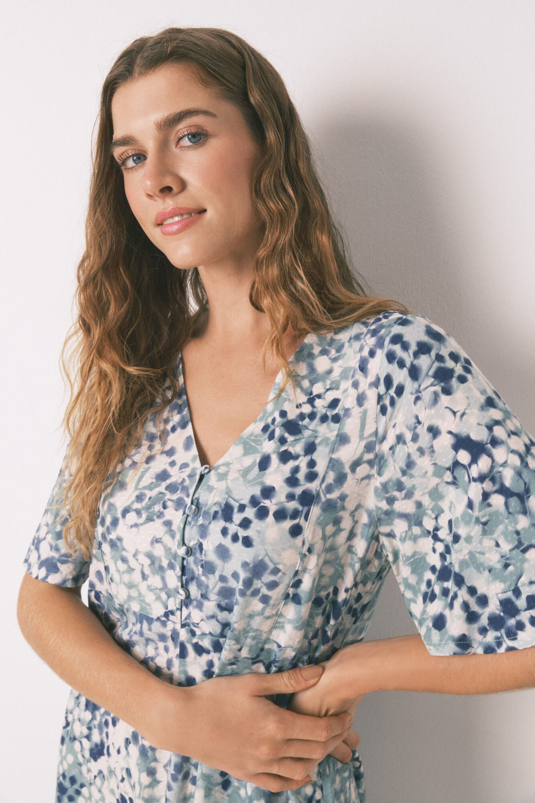 SHORT SLEEVES LONG DRESS - Green