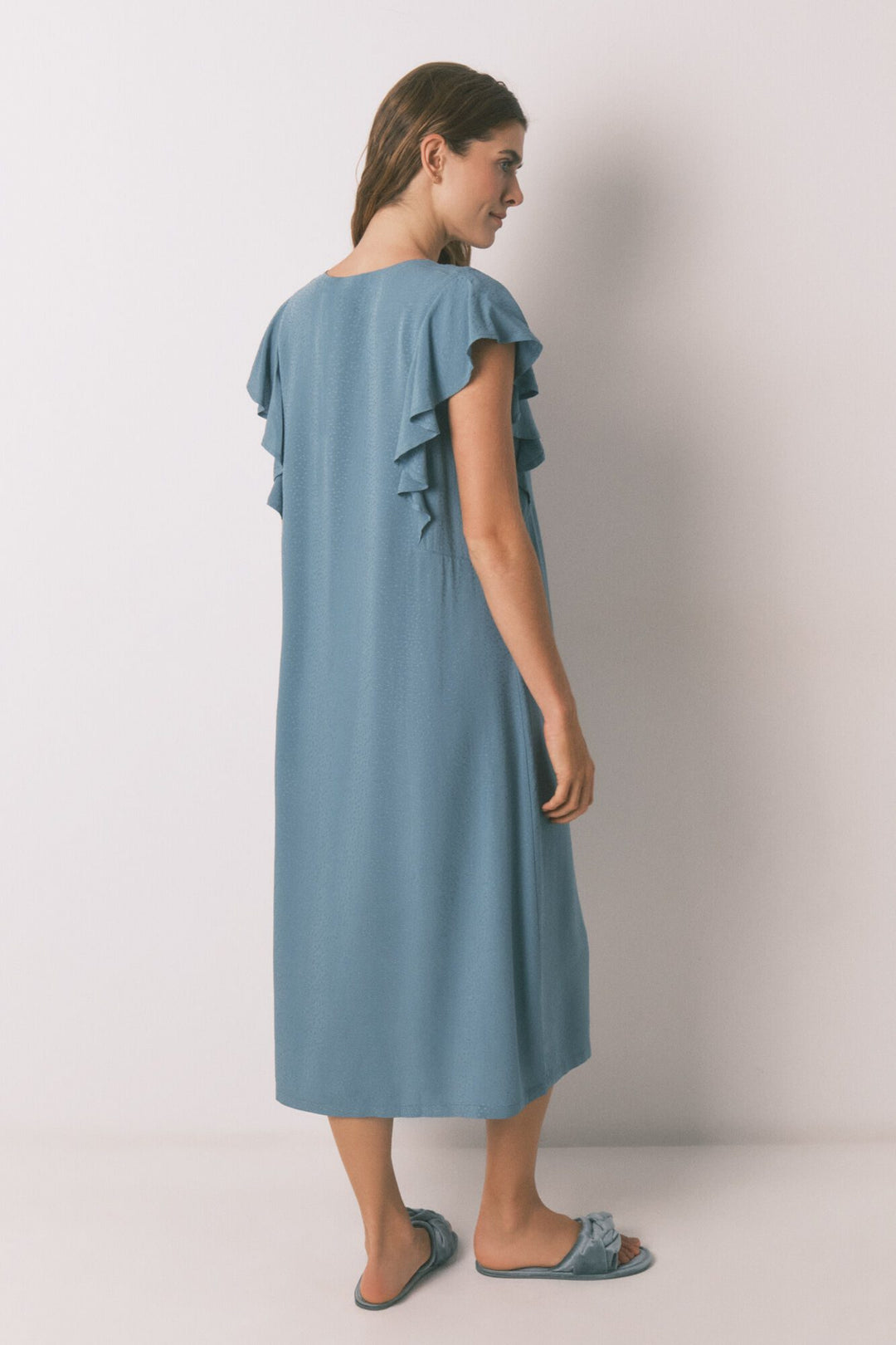 SHORT SLEEVES LONG DRESS - Green