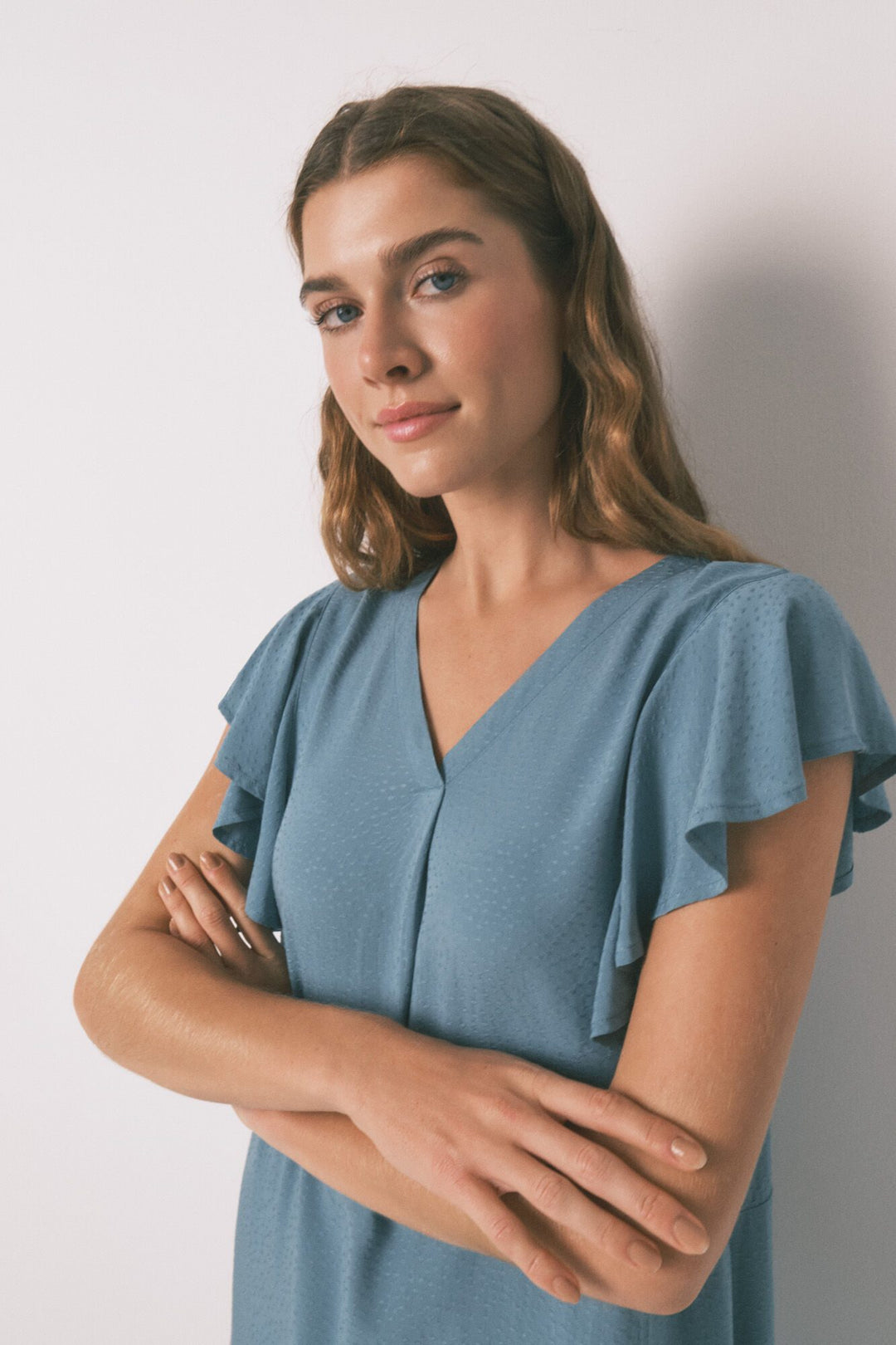 SHORT SLEEVES LONG DRESS - Green
