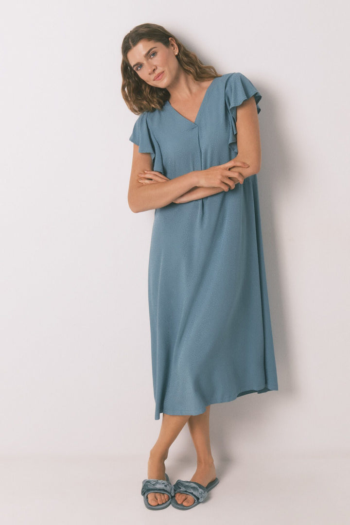 SHORT SLEEVES LONG DRESS - Green