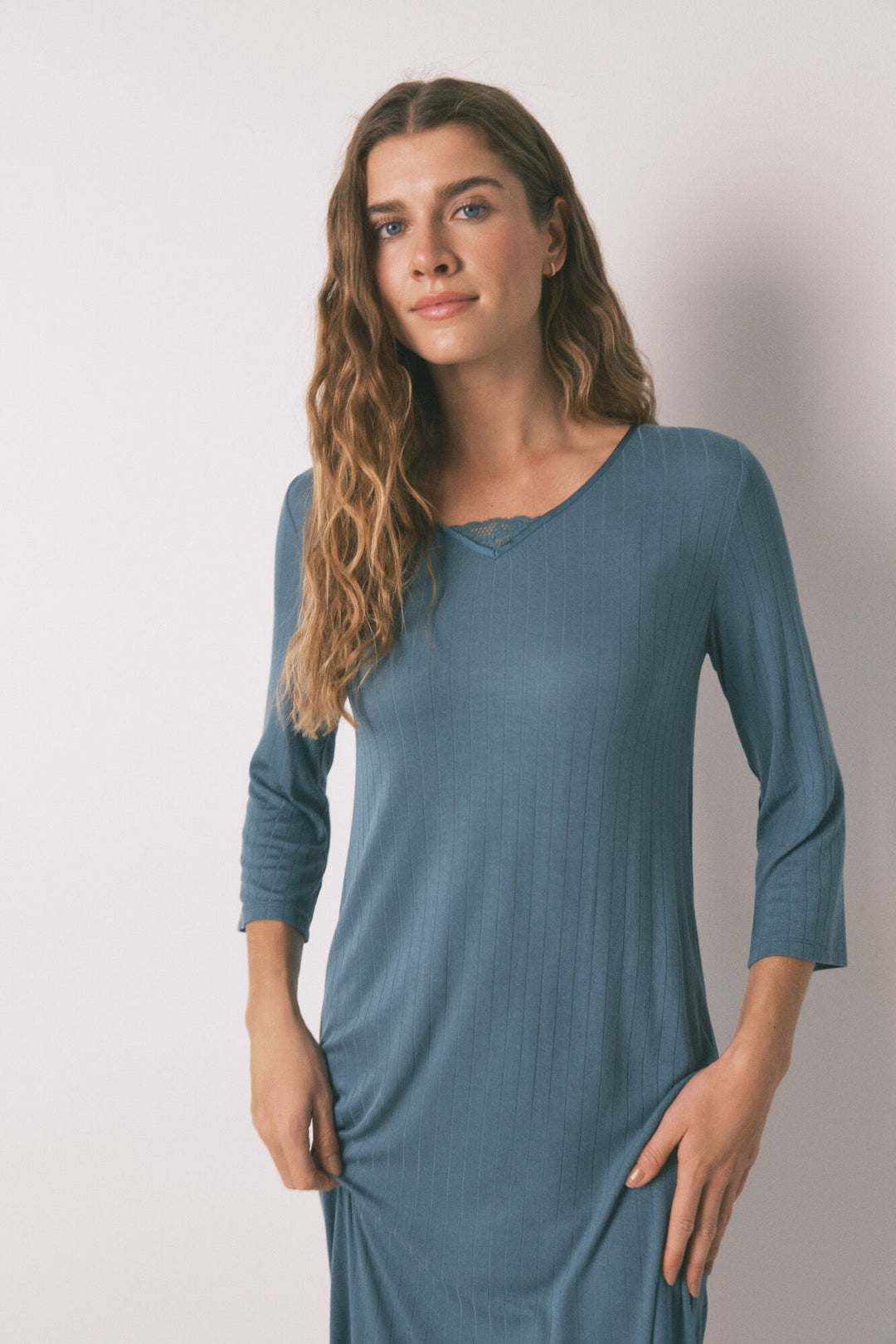 SHORT SLEEVES MEDIUM NIGHTDRESS - Green