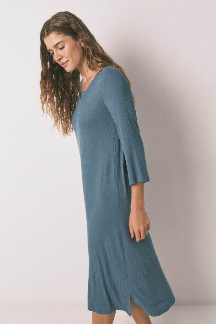 SHORT SLEEVES MEDIUM NIGHTDRESS - Green
