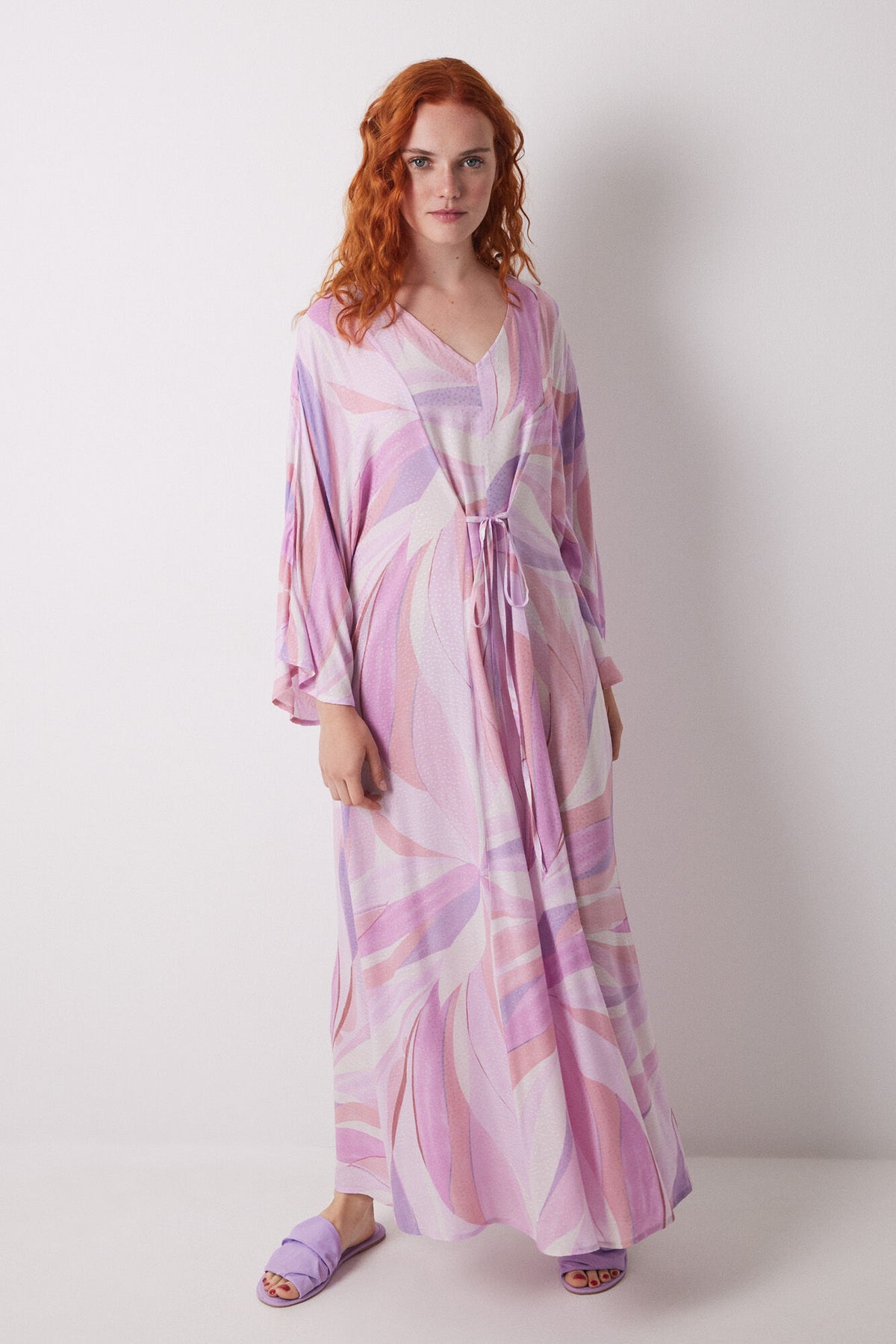 Long Sleeves Long Dress - Purple Lilac