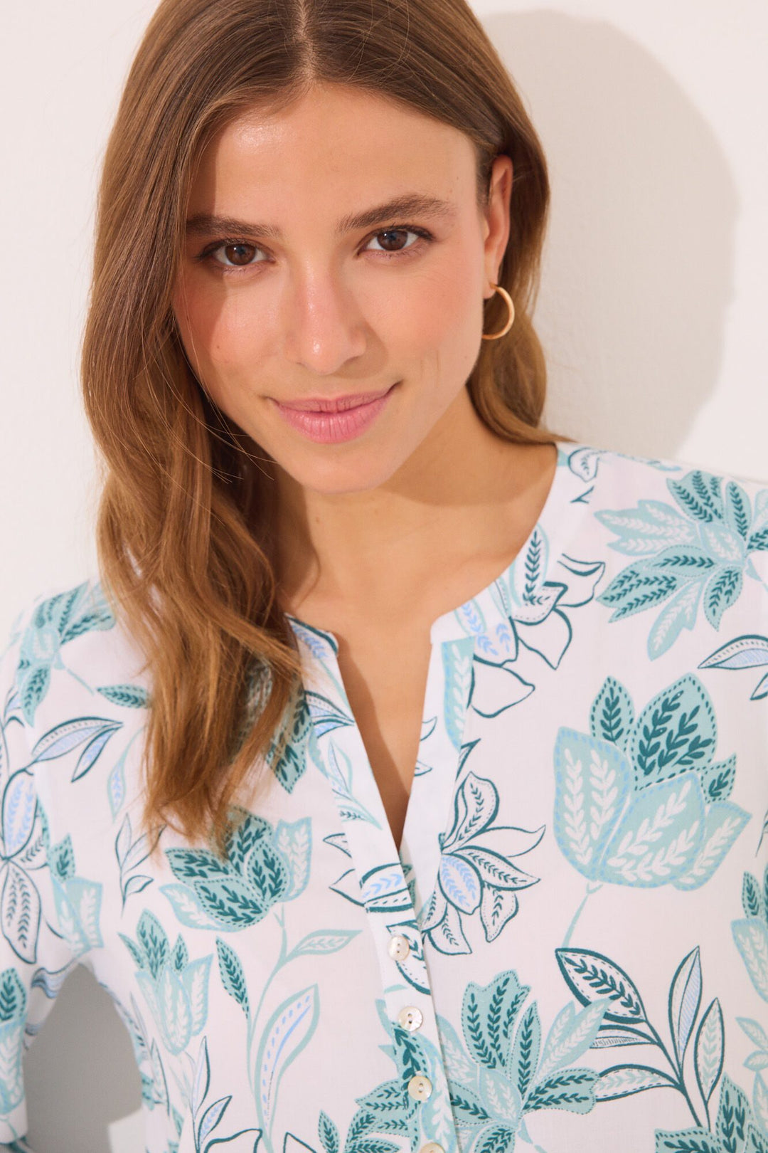 Long Sleeves Camisoles - White Print