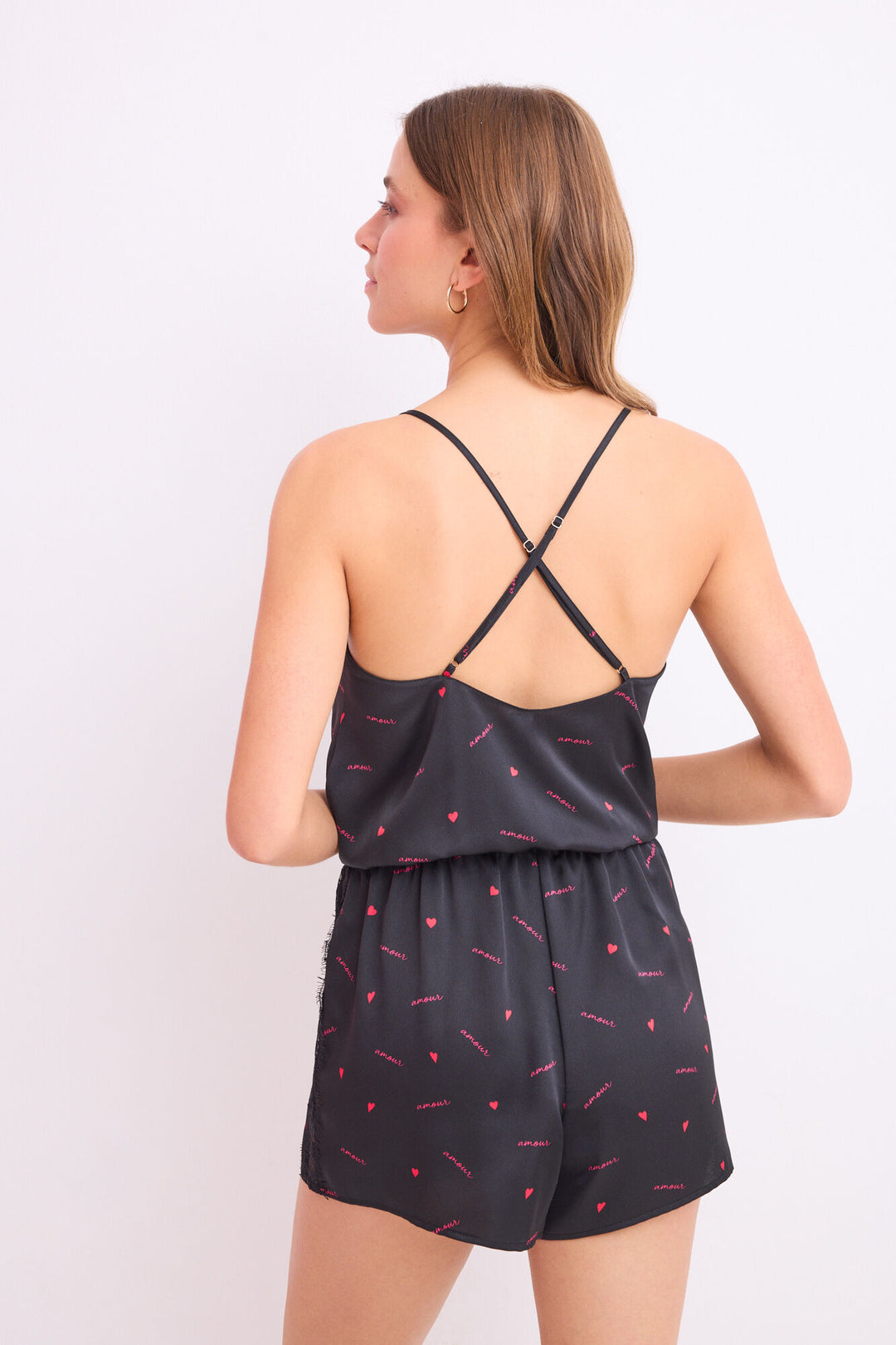 Straps Short Dungaree - Black