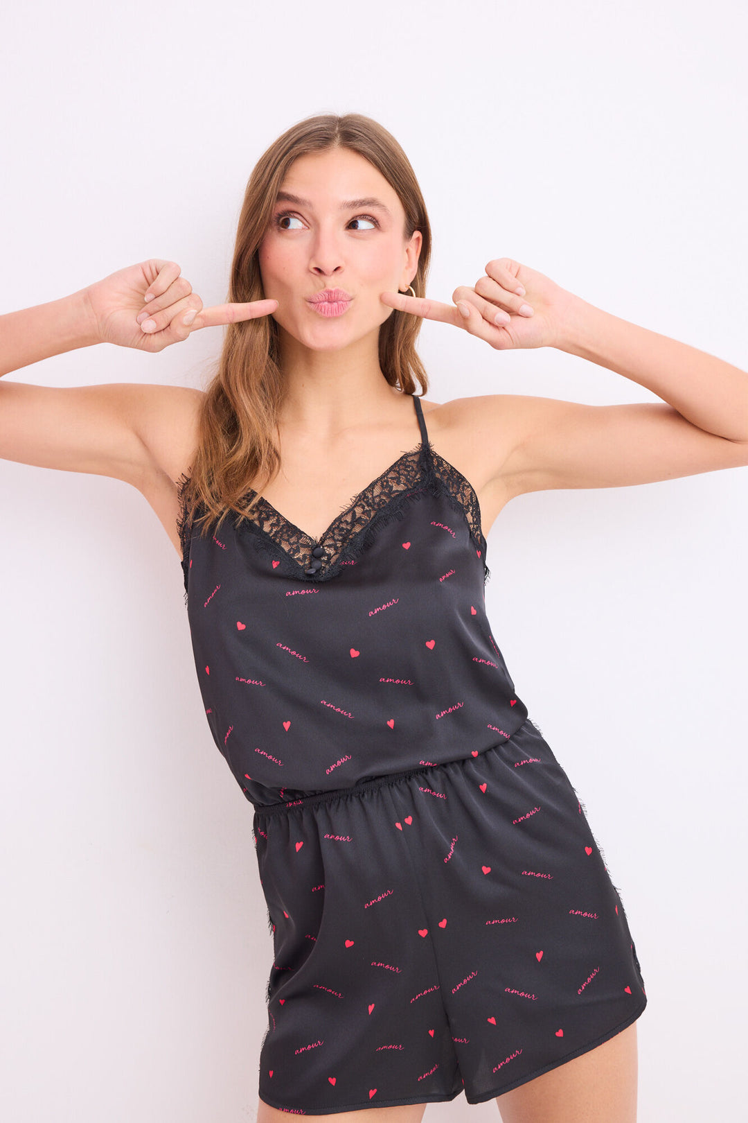 Straps Short Dungaree - Black