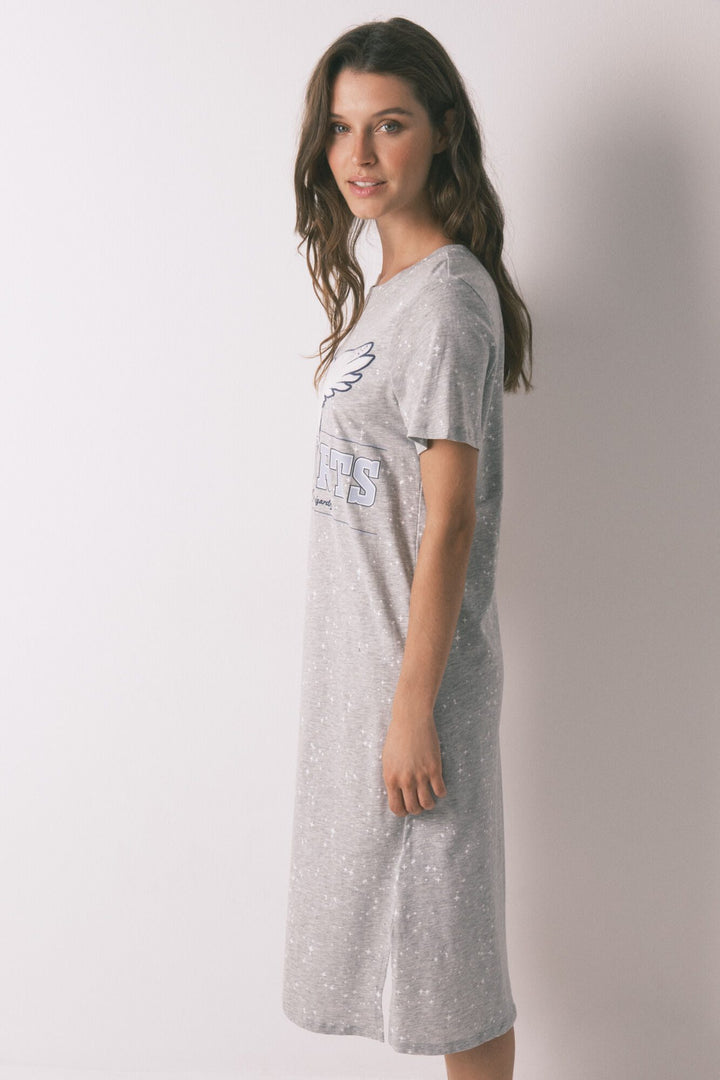 SHORT SLEEVES MEDIUM NIGHTDRESS - Dark Grey