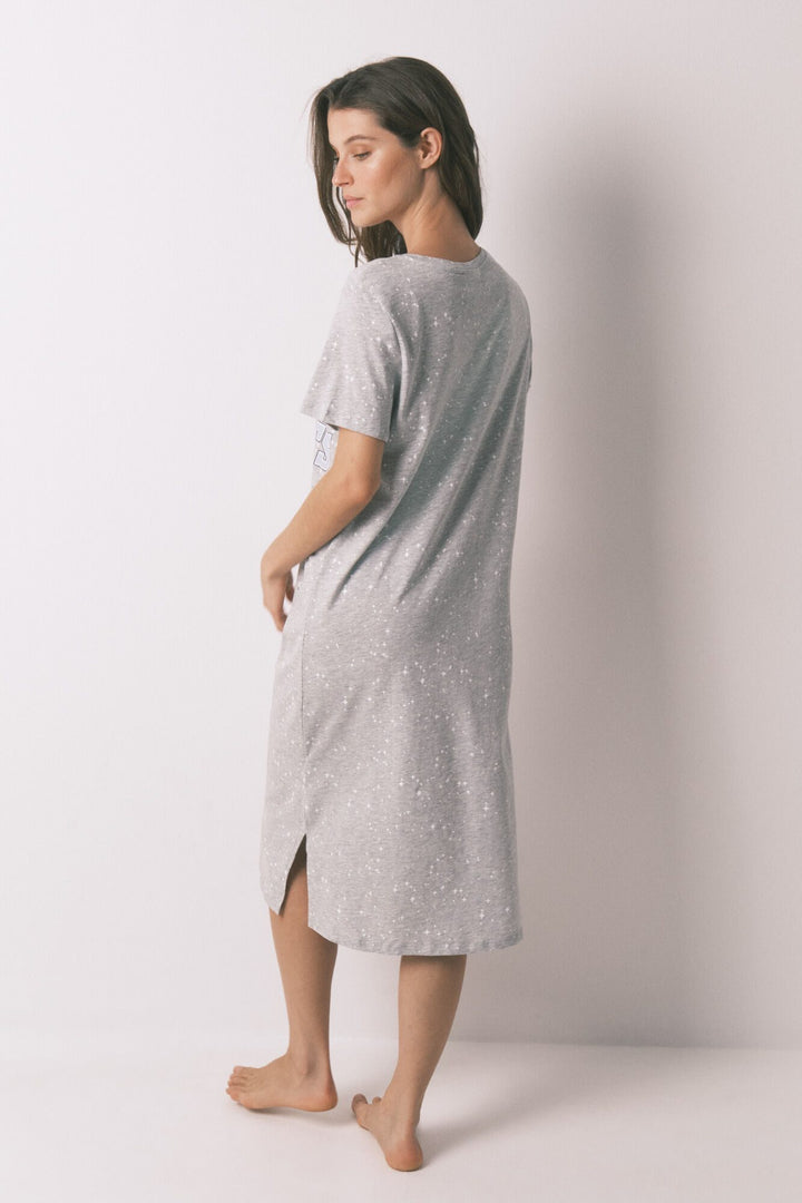SHORT SLEEVES MEDIUM NIGHTDRESS - Dark Grey