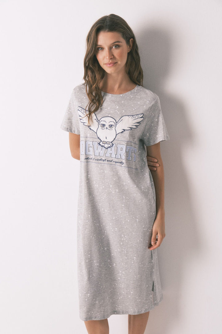 SHORT SLEEVES MEDIUM NIGHTDRESS - Dark Grey