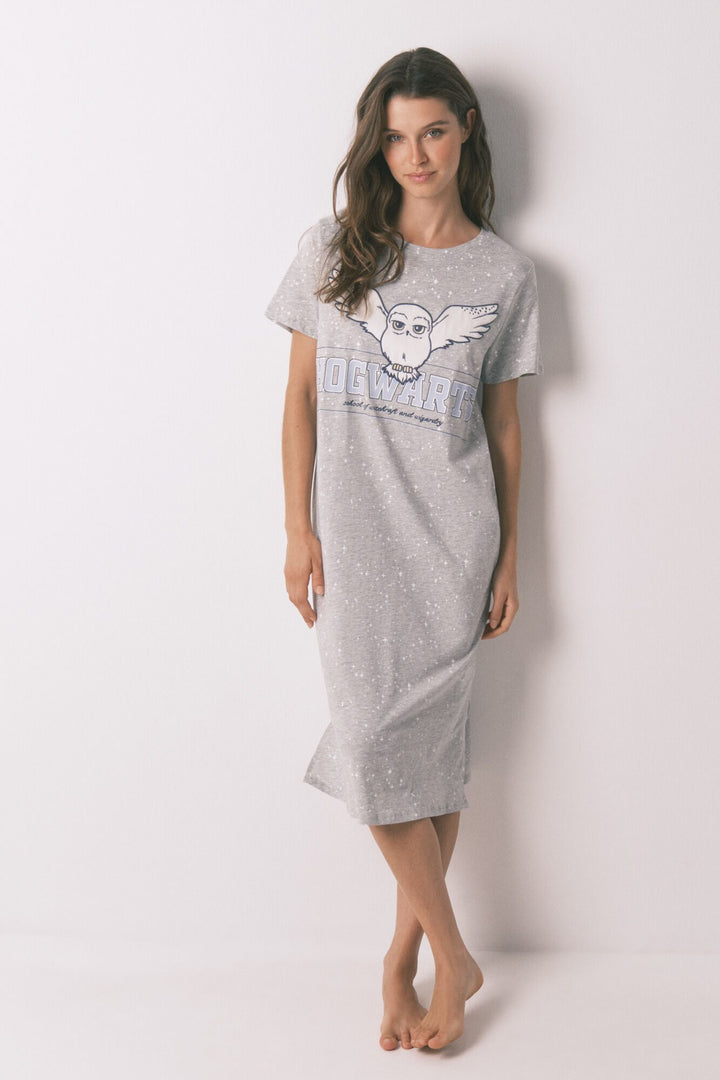 SHORT SLEEVES MEDIUM NIGHTDRESS - Dark Grey