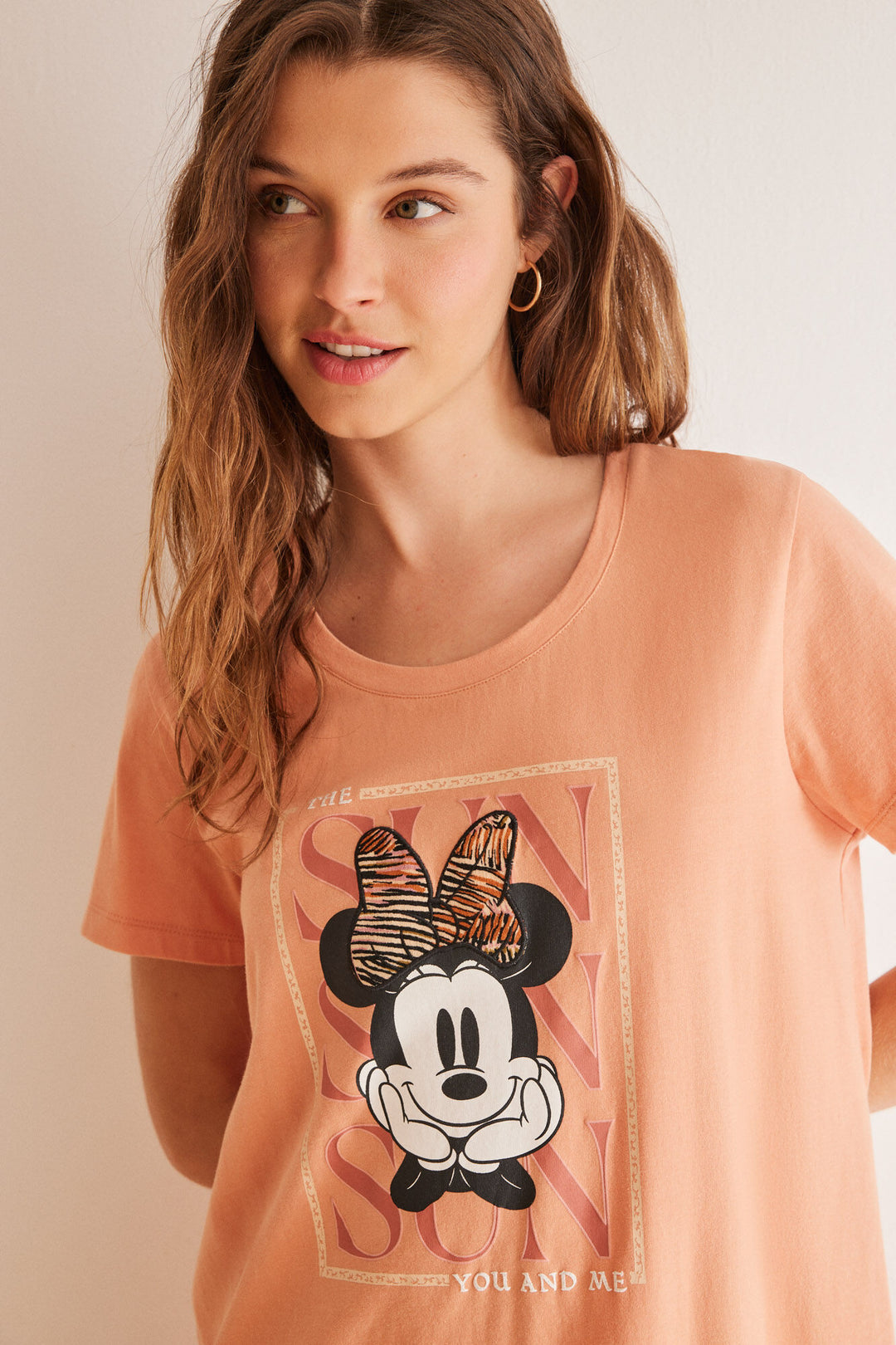 100% Cotton ochre midi nightgown - Orange