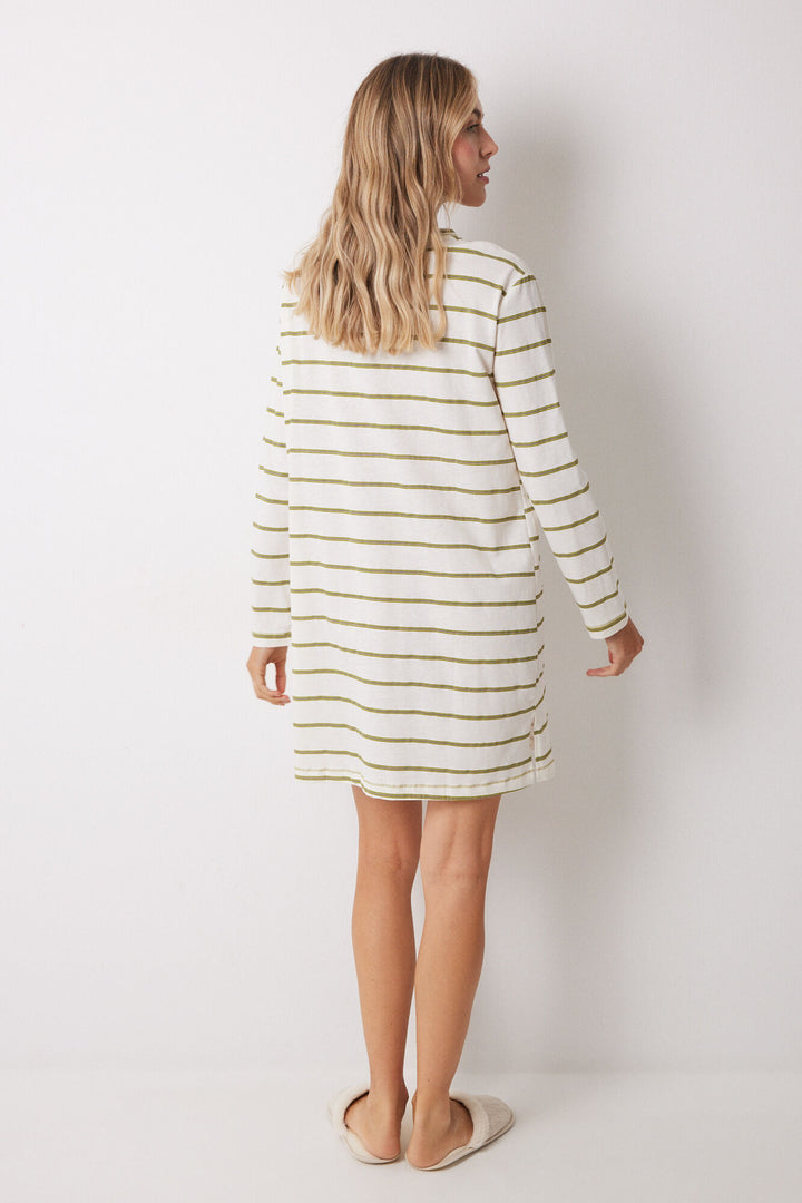 Long Sleeves Short Nightdress - Ivory