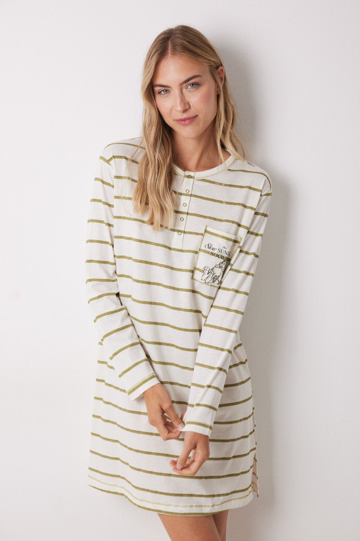 Long Sleeves Short Nightdress - Ivory