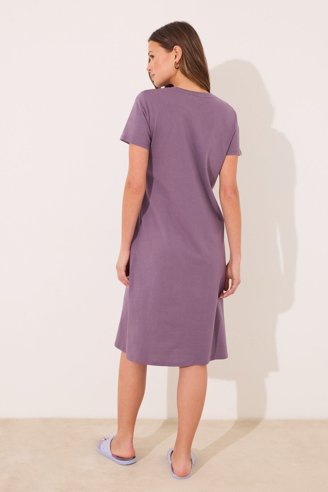Short Sleeves Medium Nightdress - Purple Lilac