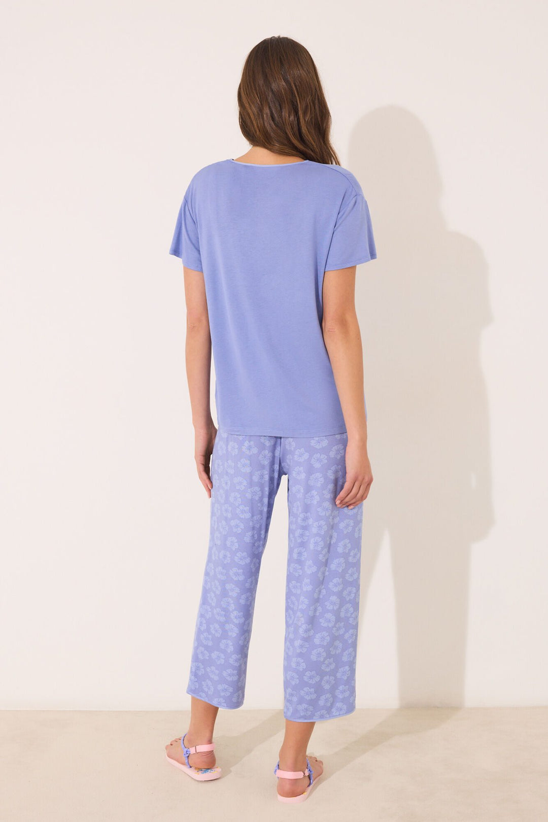SHORT SLEEVES CAPRI PANT PYJAMA - Light Blue