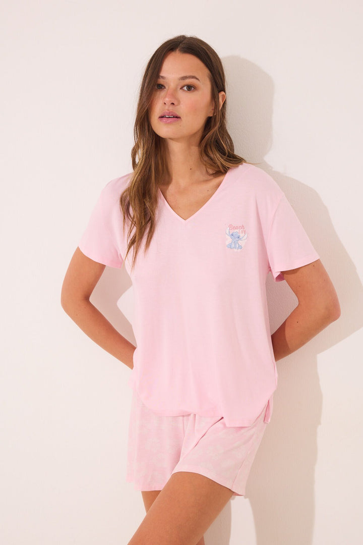 SHORT SLEEVES SHORT PANT PYJAMA - Pink