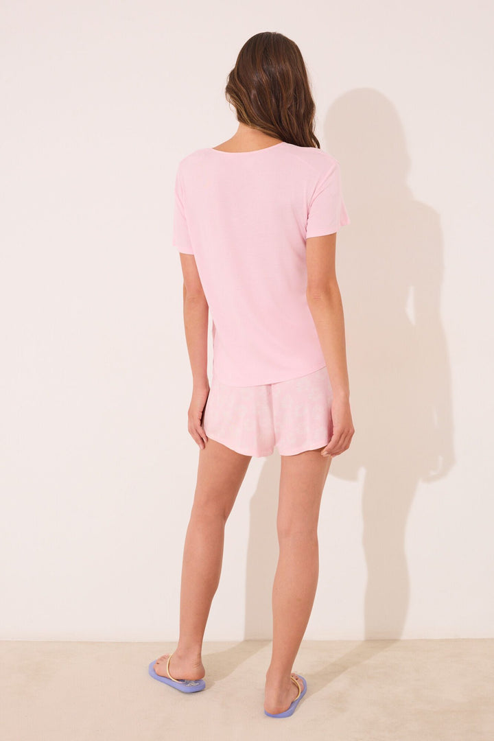 SHORT SLEEVES SHORT PANT PYJAMA - Pink
