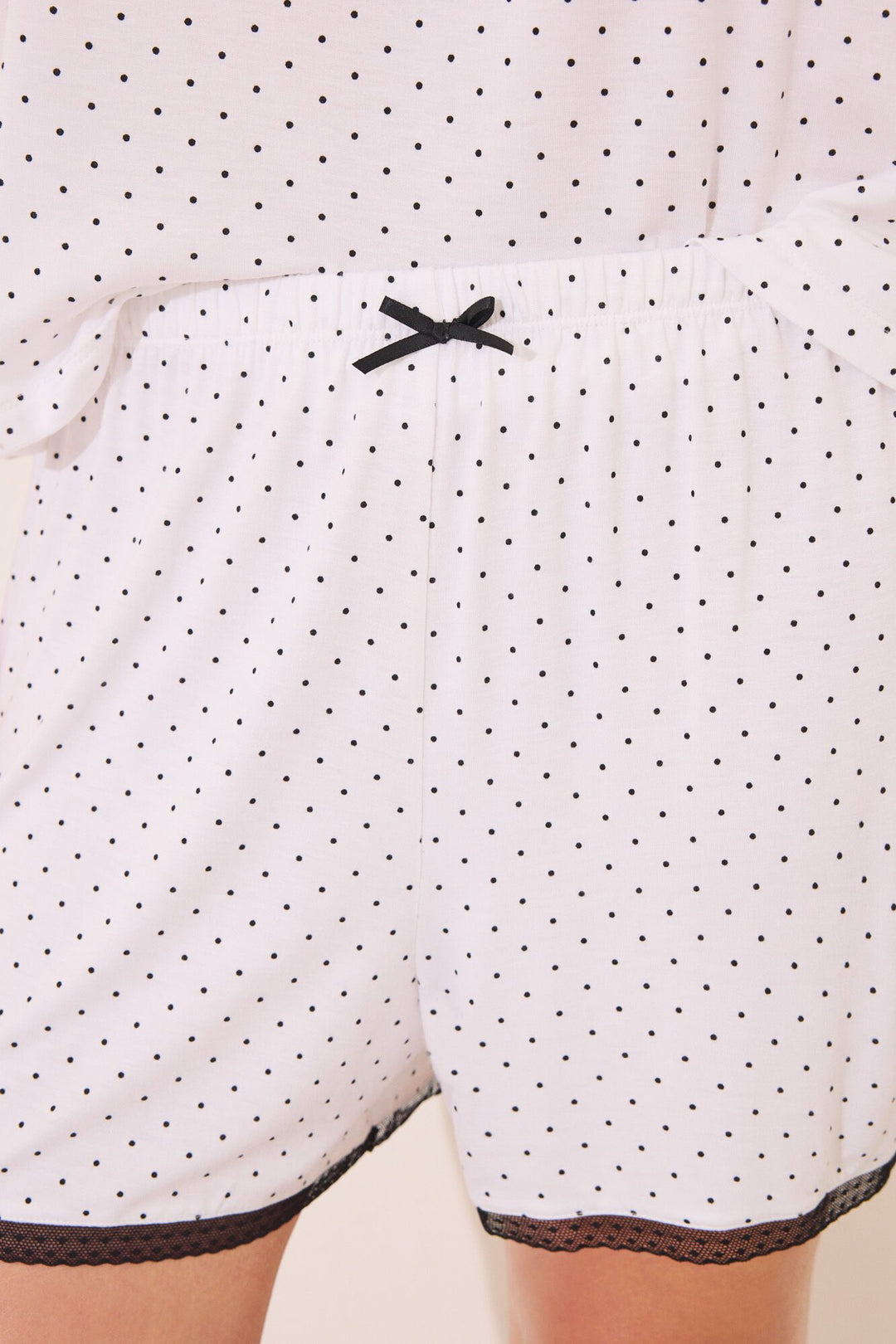 STRAPS SHORT PANT PYJAMA - White Print