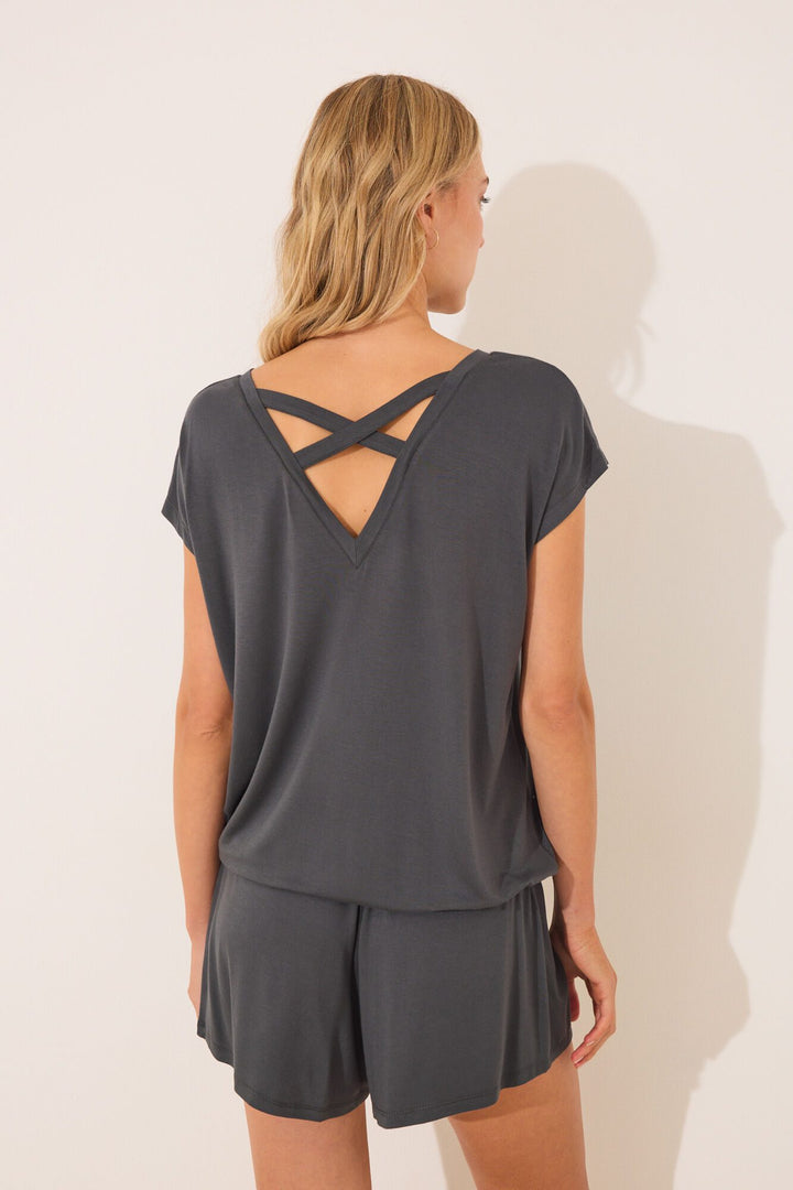 SHORT SLEEVES SHORT PANT PYJAMA - Charcoal Grey