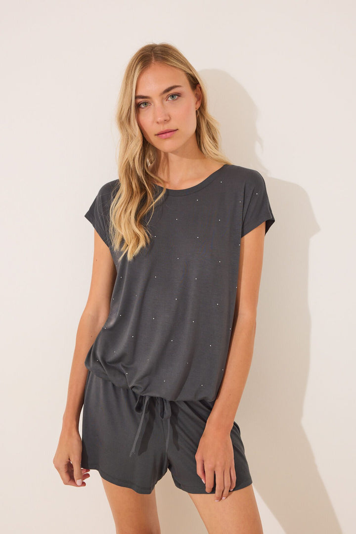 SHORT SLEEVES SHORT PANT PYJAMA - Charcoal Grey