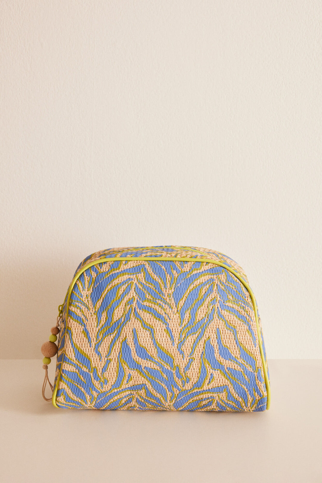 Medium zebra raffia vanity case - Sand