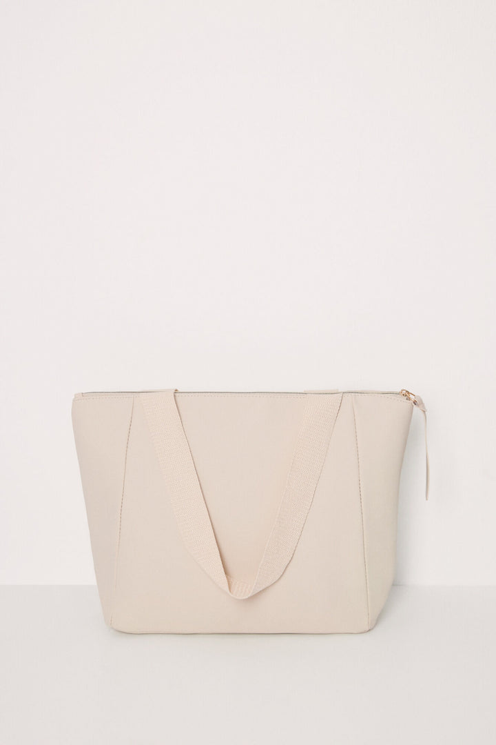 Large beige rubberized bag - Sand