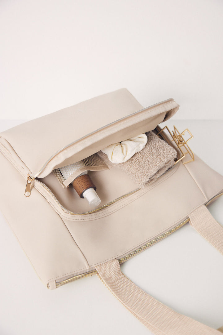 Large beige rubberized bag - Sand