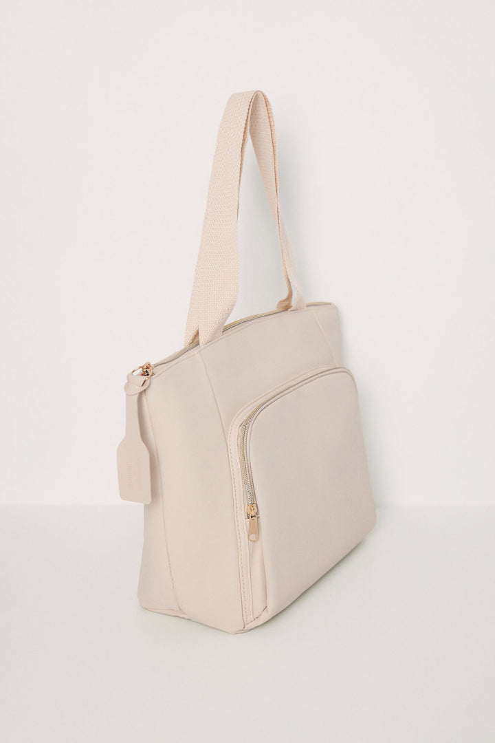 Large beige rubberized bag - Sand