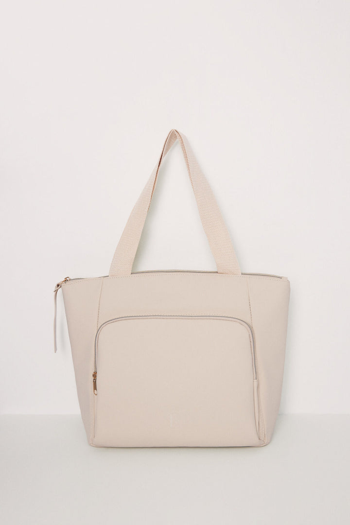 Large beige rubberized bag - Sand