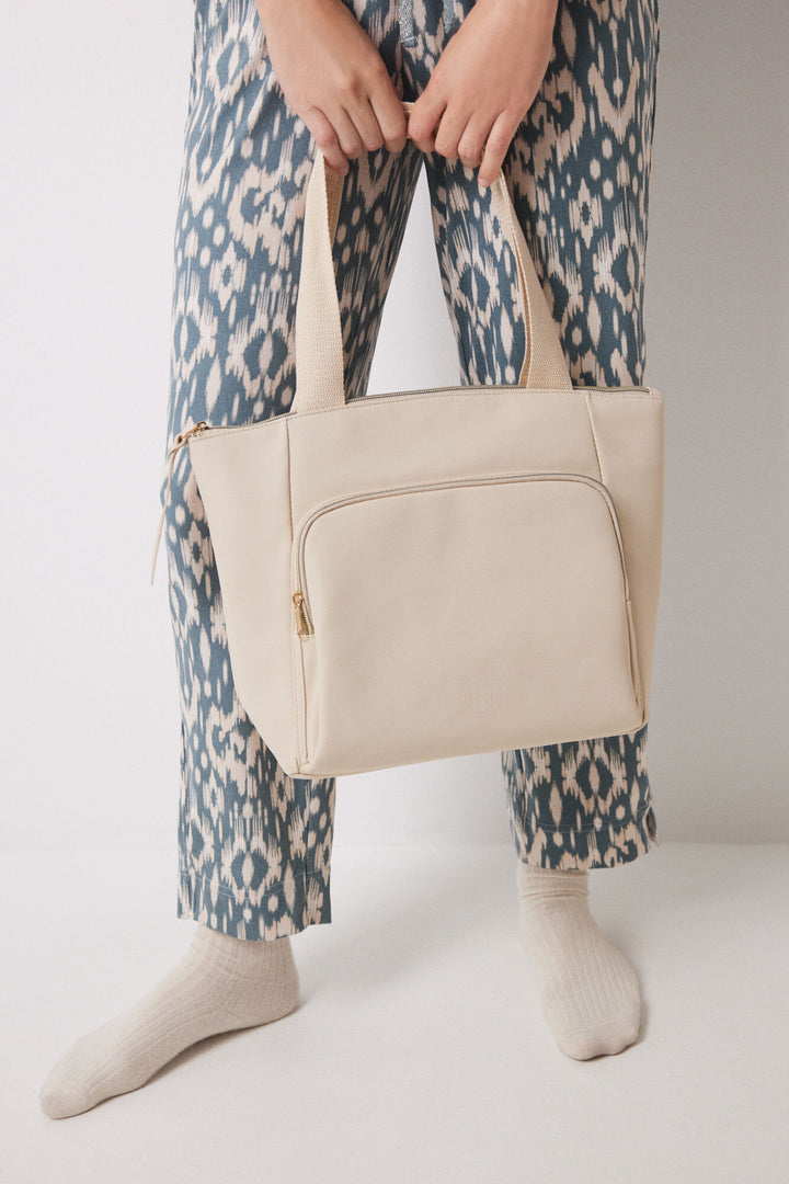 Large beige rubberized bag - Sand