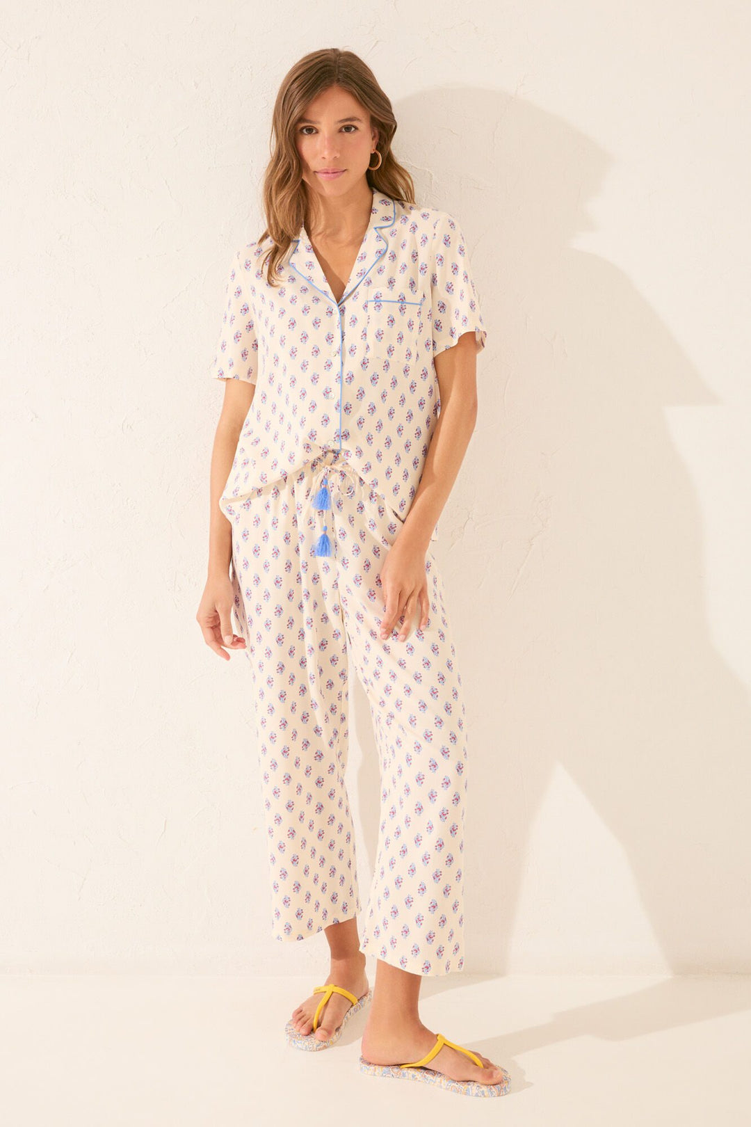 SHORT SLEEVES MASCULINE PYJAMA - White Print
