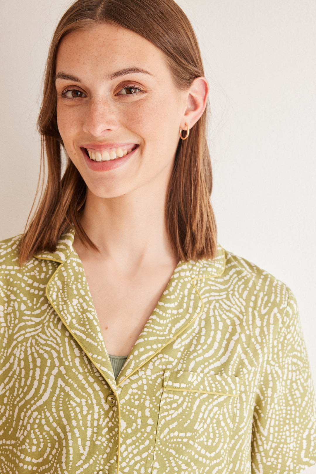 Green ethnic capri classic pyjamas - Green Print