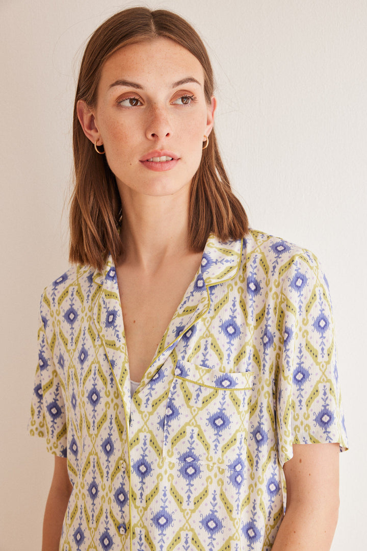 Geometric ikat classic pyjamas - Blue Print