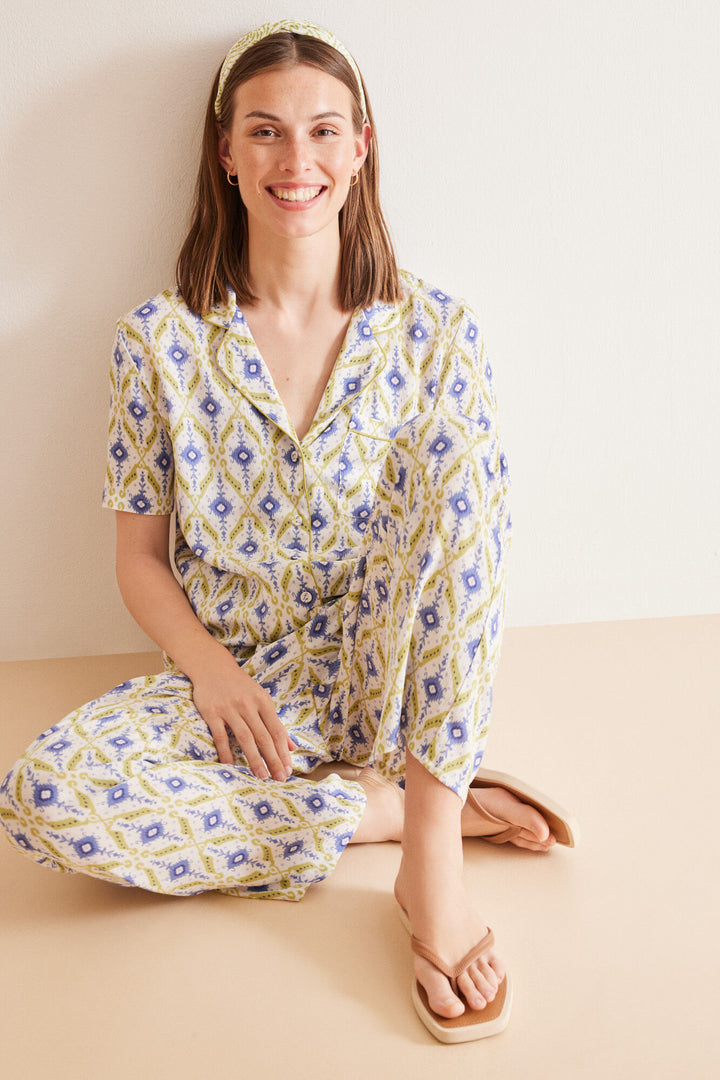 Geometric ikat classic pyjamas - Blue Print