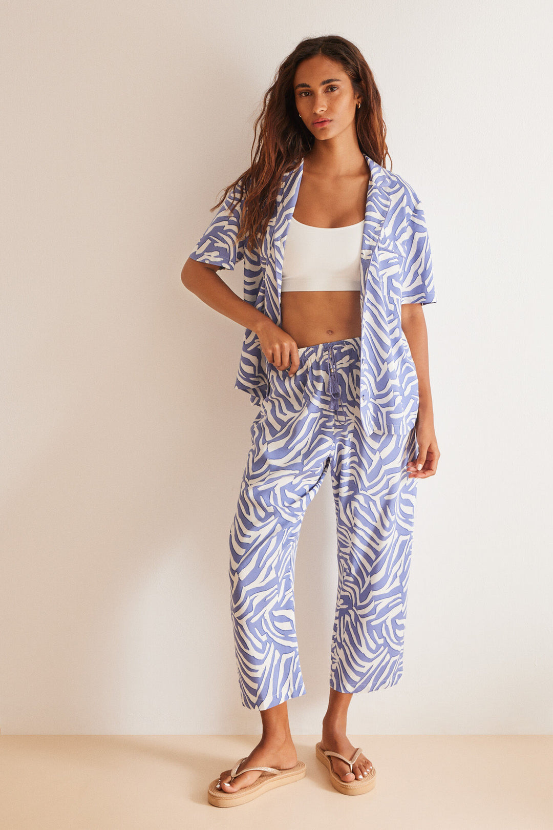 Classic blue capri zebra pyjamas - Blue Print