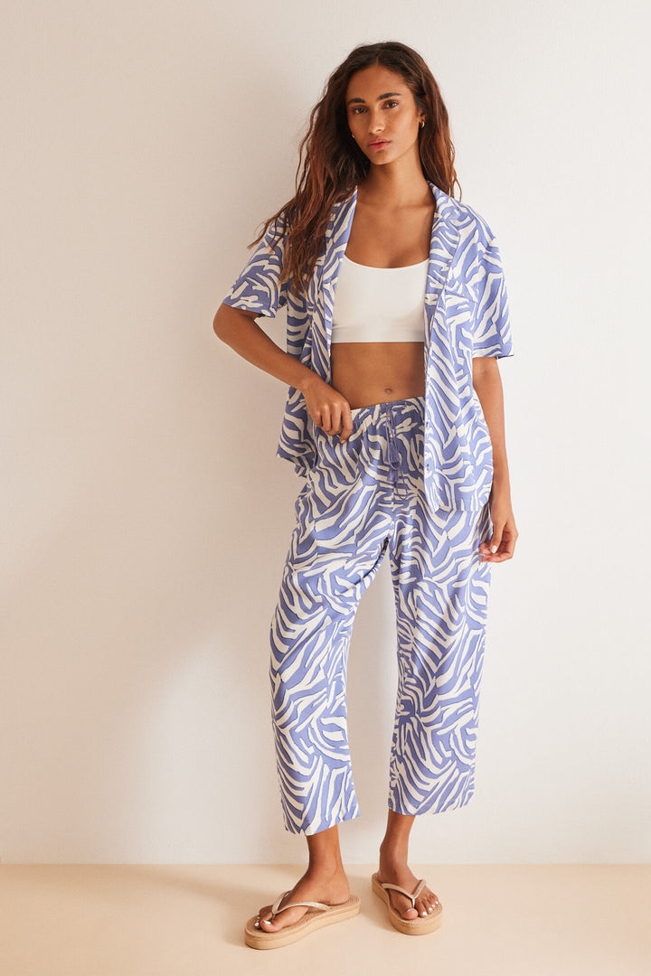 Classic blue capri zebra pyjamas - Blue Print
