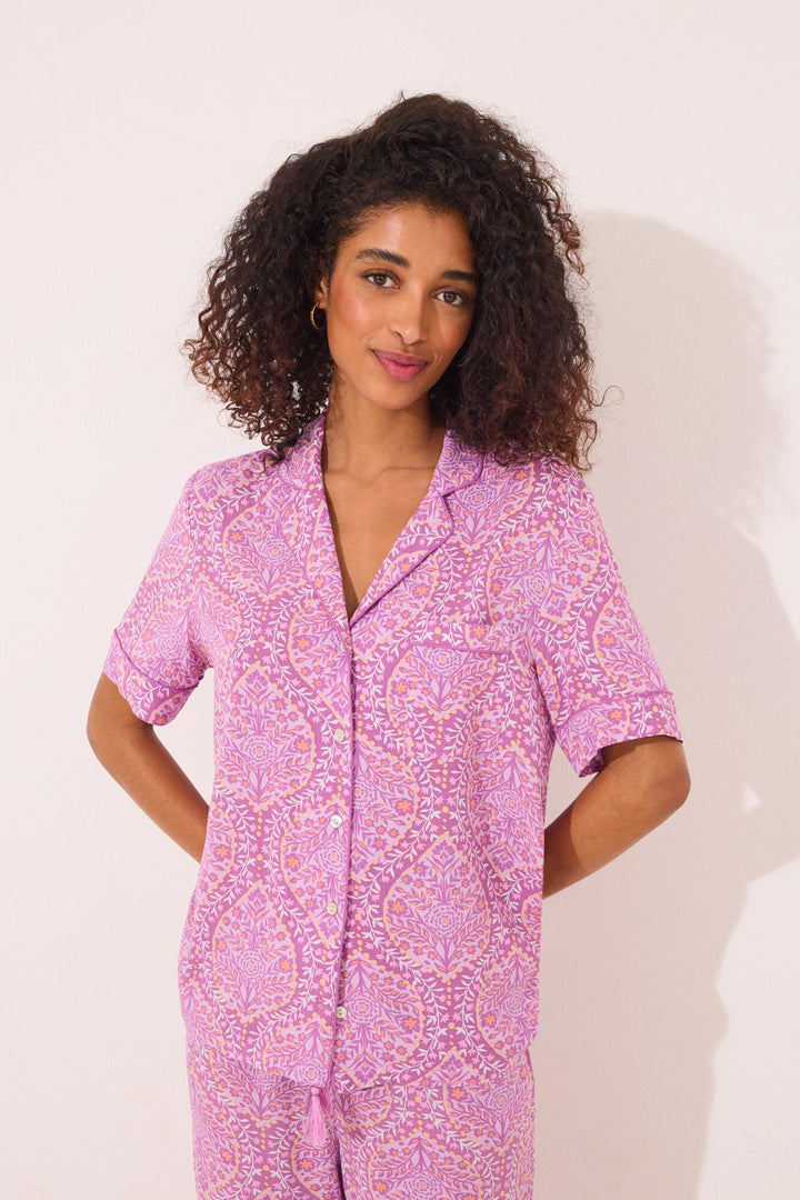 Short Sleeves Masculine Pyjama - Purple Lilac