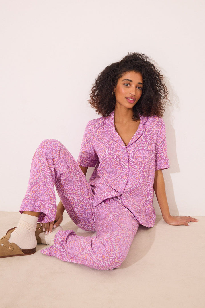 Short Sleeves Masculine Pyjama - Purple Lilac