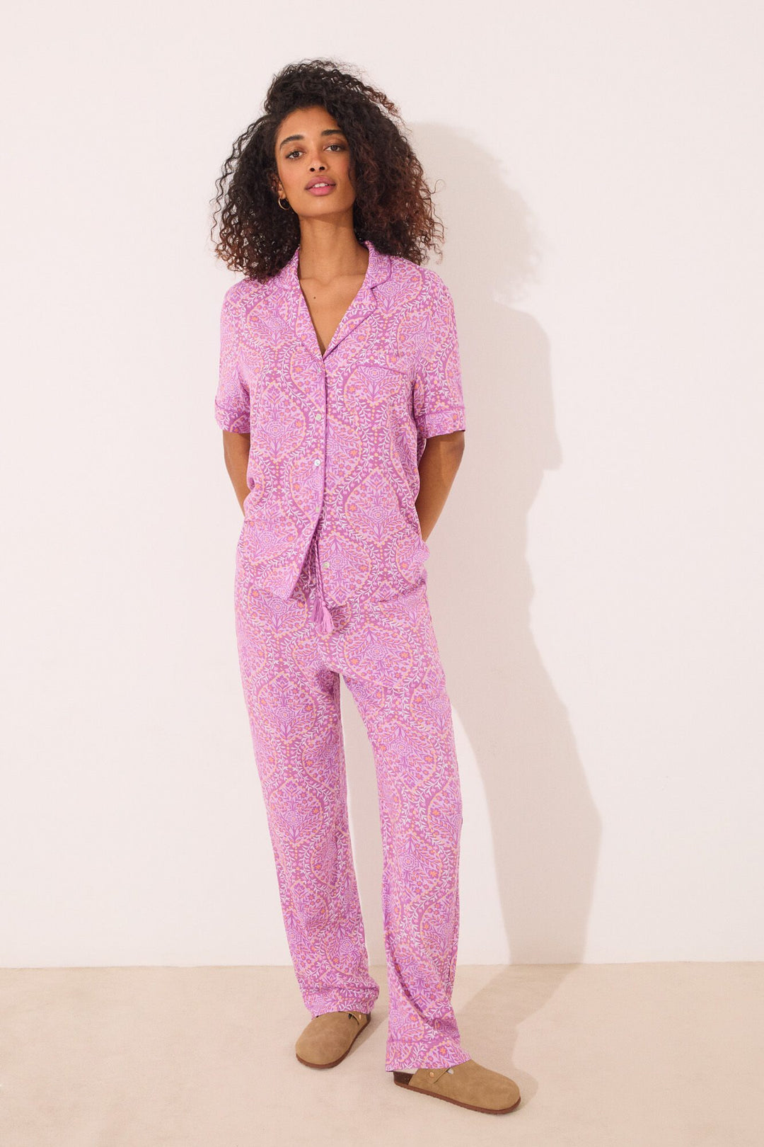 Short Sleeves Masculine Pyjama - Purple Lilac