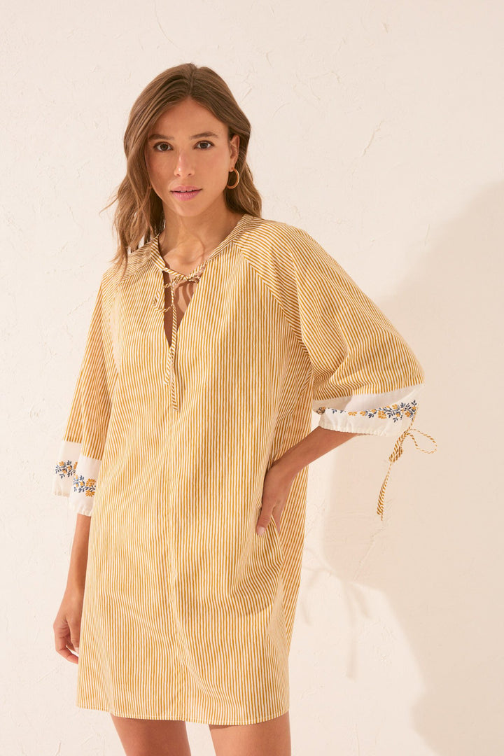 SHORT SLEEVES CAMISOLES - Yellow Print